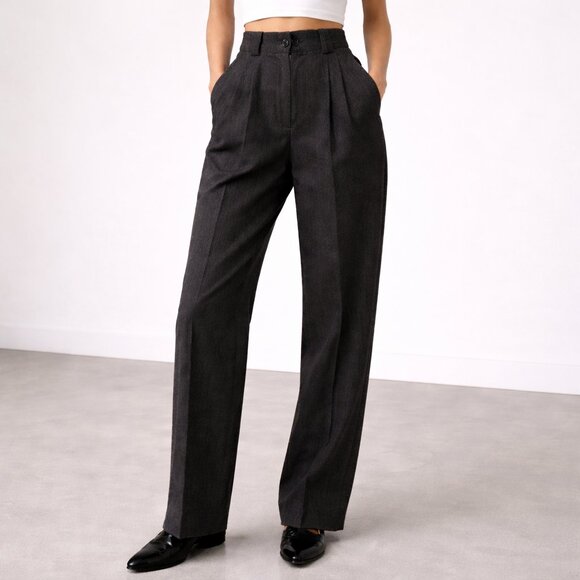 Vintage Pants - Vintage 100% Pure Wool Giorgio Sant Angelo "Collectible Gold" Charcoal Pants